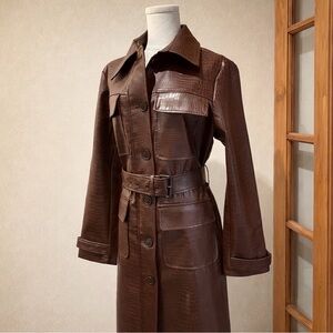 Jason Wu Dark Brown Textured Trench Coat